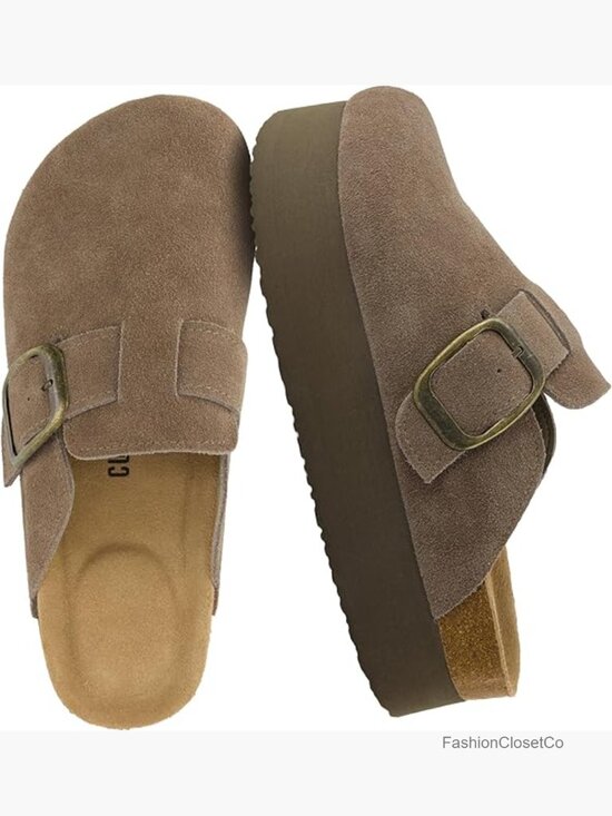 Shoes - Genuine Suede Cork Footbed Platform Clog, +Comfort, Wide Widths Available